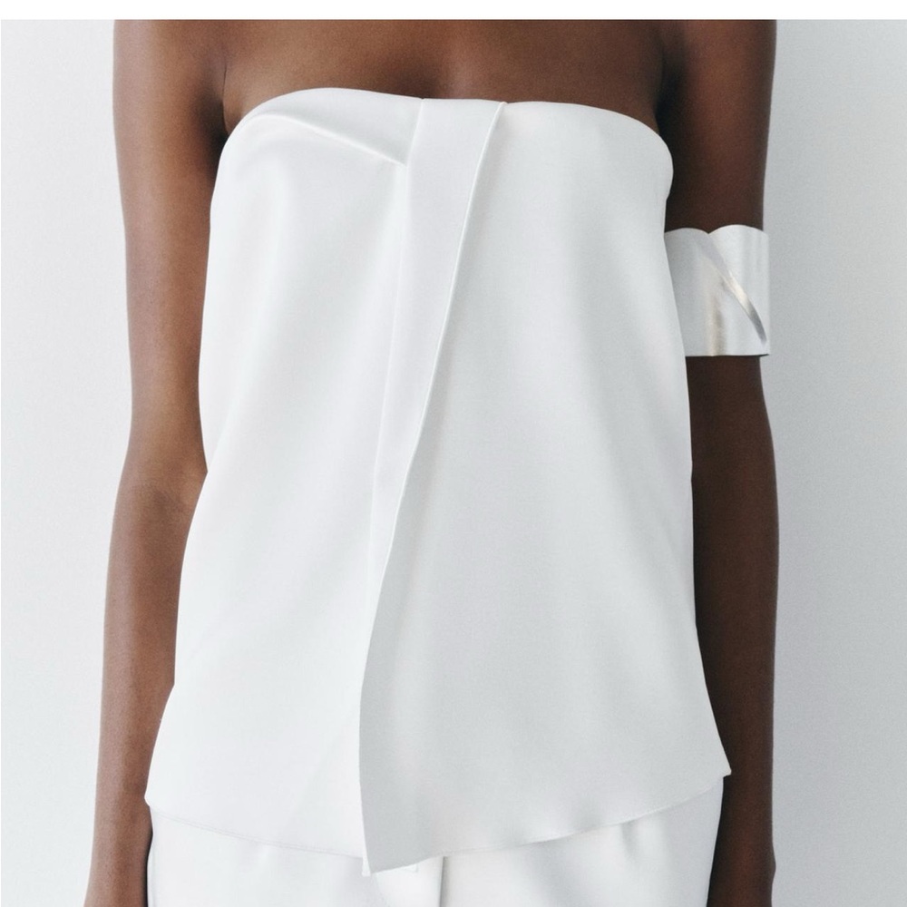 ISO Zara satin effect strapless top ZW Collection